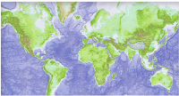 Massive grids such as this global terrain model can be automatically overlaid on local maps in alternate projections.